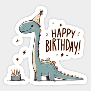 Kawaii Happy Birthday Dinosaur Brontosaurus Party Sticker
